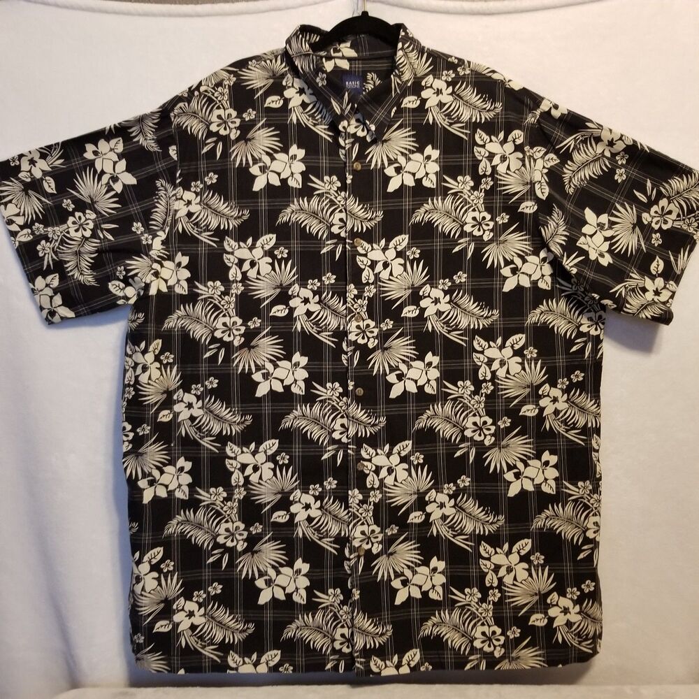 Basic Editions 3X Top Cotton Floral Button Front Hawaiian Tropical Beach Cruise